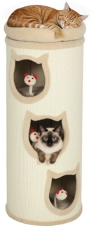 BlingBin Kratztonne 96 cm Hoch Ø 38 cm dreistöckige Katzenhöhle mit Plüschrand, (1er Set, 1-tlg, 38 x 38 x 96 cm), abnehmbarem und waschbarem Plüschbett, Katzenhöhle