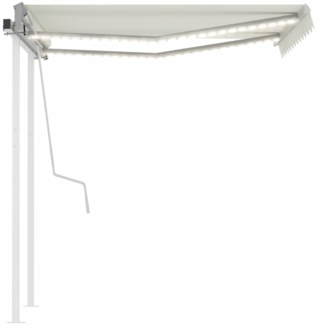 vidaXL Markise Manuell Einziehbar mit LED 3,5x2,5 m Creme 3069922