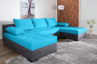 COLLECTION AB Wohnlandschaft Josy, U-Form, Schlafsofa mit Bettkasten, flexible Recamiere, Breite: 269cm, inklusive Rückenkissen
