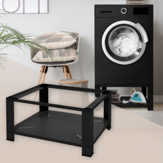 ML-DESIGN Waschmaschinenuntergestell Waschmaschinenzubehör Untergestell Unterbausockel Podest für Trockner, Doppel Waschmaschinen Unterbau mit Ablage 128x54x32cm Stahl schwarz