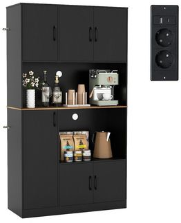 COSTWAY Küchenbuffet mit Steckdose, Arbeitsplatte Küchenschrank Holz 180cm