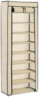 vidaXL Schuhschrank mit Abdeckung Cremeweiß 57 x 29 x 162 cm Stoff 282431