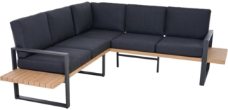 SIENA GARDEN Dining-Set Bari 2-teilig Aluminium, teaklook, inkl. Kissen