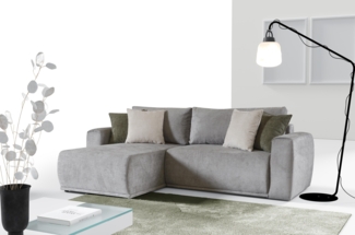 AX LIVING Couch Hellgrau Tiberis L Eckcouch grau Schlaffunktion 262 cm