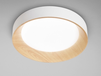 LED Deckenleuchte ARKA Weiß mit Holzoptik, Ø 50cm