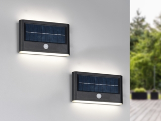 2er SET Solar Außenwandleuchten auch per USB aufladbar mit Bewegungsmelder