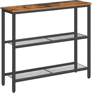 HOOBRO Konsolentisch Vintagebraun & Schwarz, 2 Ablagen, Wohnzimmer Büro