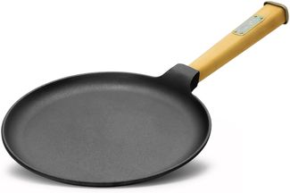 Pfannkuchenpfanne 24 cm Crêpes - Bratpfanne aus Gusseisen Omlettpfanne Blinipfanne Holzgriff Induktion