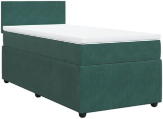 vidaXL Boxspringbett mit Matratze Dunkelgrün 90x190 cm Samt 3287611