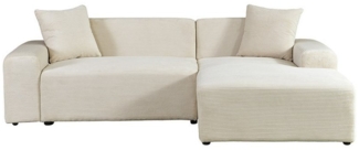 HOME DELUXE Ecksofa AMELIO Cord Beige Rechts - 240 x 178 cm