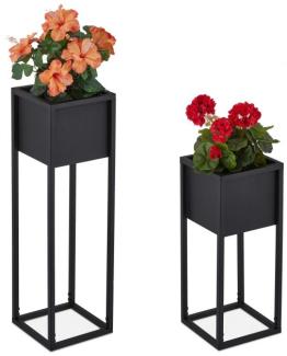 Metall Blumenständer 2er Set in Schwarz 10039474