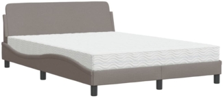vidaXL Bett mit Matratze "Dover" Taupe 140x190 cm Stoff 3208388