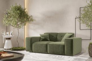 Sofa Designersofa CESINA 2-Sitzer in Stoff Perfect Harmony Waldgrün