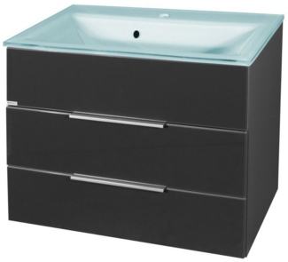 Fackelmann 'Kara' Waschtisch mit Waschbecken und 2 Schubladen, 80 x 60 x 50 cm, Anthrazit