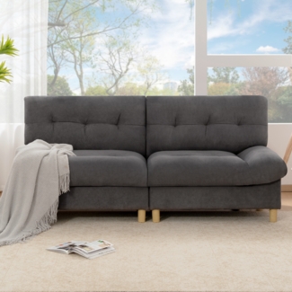 Merax Sofa in Wolkenform, Teddy-Samtstoff, bequemes Polstersofa, Sofa mit großen Sitzkissen und Rückenlehne, grau