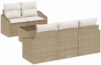 vidaXL Sofa Set mit Kissen 6 pcs Beige und Creme Poly-Rattan 3346601