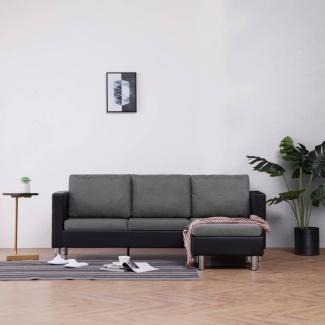 vidaXL 3-Sitzer-Sofa mit Kissen Schwarz Kunstleder 282287