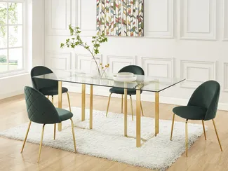 Vente-unique - Stuhl 2er-Set - Samt & Goldfarbenes Metall - Grün - MELBOURNE