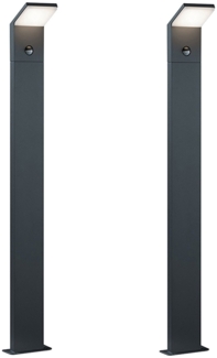 LED Pfostenleuchte mit Bewegungsmelder 2er SET Anthrazit IP54 H. 100 cm