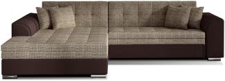 ELTAP 'Sorento', Ecksofa, Eckcouch, Beige / Braun, 78 x 194 x 296 cm, Links