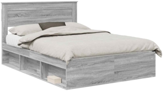 vidaXL Bettrahmen Graues Sonoma 140 x 190 cm Massives Kiefernholz 3409756