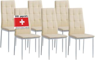 Albatros Esszimmerstühle RIMINI 4er Set, Beige - Edles Italienisches Design, Polsterstuhl Kunstleder-Bezug, Modern und Stilvoll am Esstisch - Küchenstuhl, Stuhl Esszimmer hohe Belastbarkeit