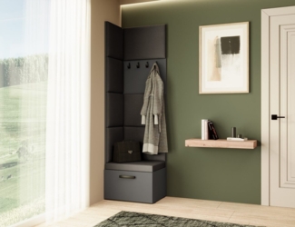 Beautysofa Garderobenschrank mit gepolsterten Paneelen MARGARET V modernes Design, mit praktischen Kleiderhaken