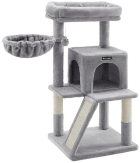 FEANDREA Kratzbaum, Katzenbaum,mit großer Aussichtsplattform,Kratzbrett,96cm