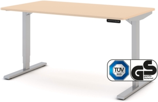 ASSMANN Elektrisch höhenverstellbarer Schreibtisch Y-Line Curved 140x80cm 140x80cm Sand Weißaluminium Metall Holz