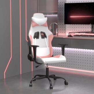 vidaXL Gaming-Stuhl mit Massagefunktion Weiß und Rosa Kunstleder 345408