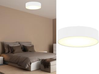 smartwares LED Deckenleuchte, Dimmfunktion, LED wechselbar, Warmweiß, große mit Stoff Lampen-schirm Weiß Design-klassiker Treppenhaus Ø 50cm