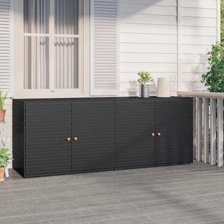 Gartenschrank | Lagerschrank Schwarz 198 x 55,5 x 80 cm Poly Rattan
