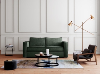 Vente-unique - Schlafsofa mit Matratze 3-Sitzer - Cord - Tannengrün - Liegefläche mit Lattenrost mit breiten Latten 140 cm - Matratze 14 cm - LORETO