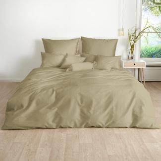 Traumschlaf Uni Mako-Satin Bettwäsche|155x200 cm + 40x80 cm| cappucino