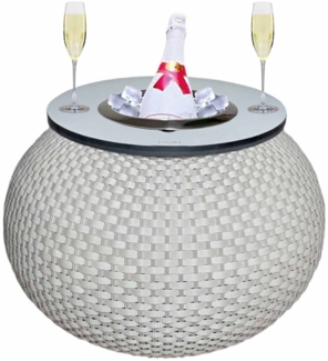COOTAB Cooler Table MILANO Beistelltisch mit Edelstahl-Kühler - Champagner