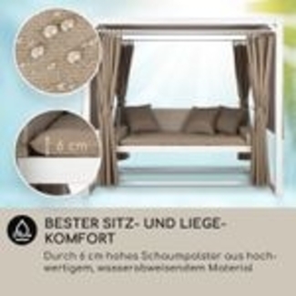 Blumfeldt Hollywoodschaukel mit Liegefunktion, 3 Sitzer Gartenschaukel mit Polster, Dach & Vorhängen, XL Hollywoodschaukel für Kinder & Erwachsene, Schaukelbank Wetterfest, Metall-Schaukel für Garten