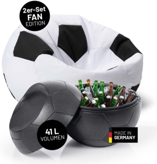LUMALAND EM 2024 Fan-Lounge 1 + 1 - XXL-Fußball-Sitzsack + Fußball-Sitz-Kühlbox