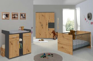 moebel-dich-auf Babyzimmer-Komplettset ELISA 3, (Komplett-Set, Babybett + Wickelkommode + Kleiderschrank), optional mit Matratze und Umbauseiten-Set