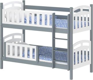 WNM Group Kinderbett mit Rausfallschutz Suzie - aus Massivholz - Hochbett fr Mdchen und Jungen - Absturzsicherung Hochbett - Kinderhochbetten 180x90 cm - Grau