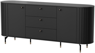 Selsey 'Zante' Sideboard 2-türig mit 3 Schubladen, schwarz, ca. 81 x 190 x 40 cm