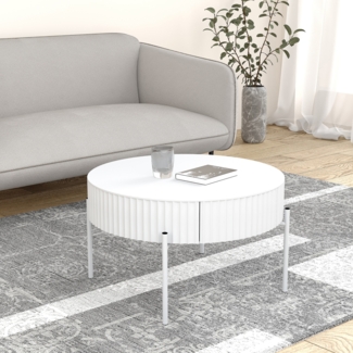 Couchtisch Rill mit Schublade 36xØ60 cm Weiß [en. casa]