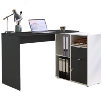 BMG Möbel Eckschreibtisch LENI (Schreibtischplatte mit Regal), Breite 110 cm, spiegelverkehrt montierbar, abschließbare Tür