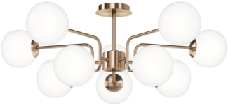 Maytoni Pendelleuchte Erich 10-flammig messing Glas weiß matt