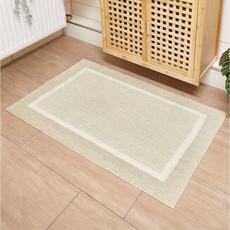 andiamo Badematte rutschfest Maui - Badezimmerteppich weich und flauschig - Duschvorleger für Badezimmer Badteppich rutschfest waschbar Set 40x60 cm + 60x100 cm Beige