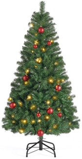 Künstlicher Weihnachtsbaum, mit Beleuchtung, 180 cm hoher Tannenbaum, Spitzen aus PVC, mit Metallständer, schneller Aufbau, grün