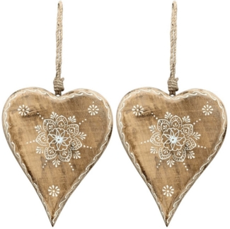matches21 HOME & HOBBY Dekohänger Dekohänger Set Herzblüte Holz 20 cm (2 St), Zum hängen