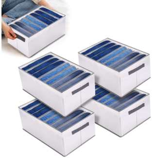 CALIYO Aufbewahrungsbox Kleiderschrank-Organizer 4/8 Tlg, Aufbewahrungsbox 7 Fächer (4 St, Aufbewahrungsbox 7 Fächer, Schubladen-Ordnungssystem), Ordnungsboxen faltbar, 36.5 x 25 x 20 cm, für Hosen, Kleidung