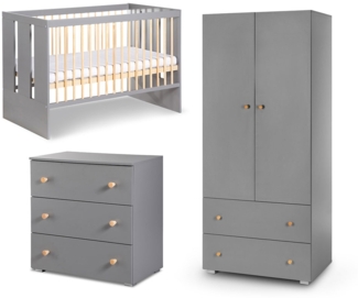 Kinderzimmer-Set Pauline Babyzimmer-Set 3-teilig graphit kiefer