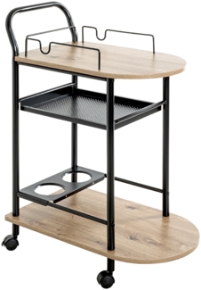 Küchenwagen >52480< in eiche, schwarz, MDF, Metall - 65 x 83 x 35 cm (BxHxT)