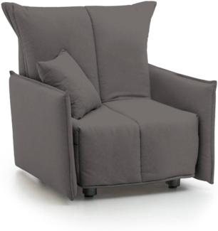 Dmora Sessel Atlantis, Einzelsofa, Wohnzimmersessel mit Trolley-Öffnung, Standardarmlehnen, 100 % Made in Italy, 110 x 90 x 85 cm, Grau